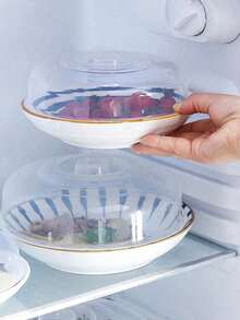 1pc Microwave- Heating Accessory, Plastic Transparent Splash-Proof Refrigerator Bowl Cover, Food Preservation Lid - Multicolor - View 3
