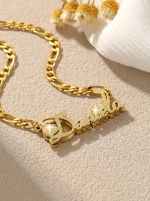 18k Stainless Steel Jewelry, Personalized Name Customization, Sandblasted Style, Double-Layer Necklace, Customized Jewelry, Including Gift Box, As Valentine's Day Gift, Daily Gift - Multicolor - View 3