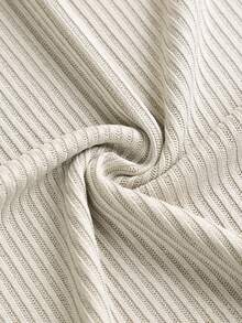 abyoxi Women's Apricot Ribbed Knit Top, Batwing Sleeves, Boat Neck, Asymmetric Hem, Casual Minimalist, Suitable For Daily Outings, Home, Commuting, Autumn/Winter Fashion Top - Apricot - View 8