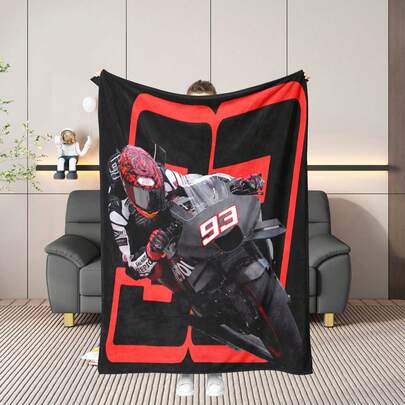 1pc Cool Motorcycle Design Soft Flannel Blanket, Comfortable, Warm, Fashionable And Fun, Suitable For Home Decor, Bedroom Or Living Room, A Cozy Home Accessory | Fun Design | Soft Texture, Suitable For Outdoor, Camping, Sofa, Air Conditioning, Bedding