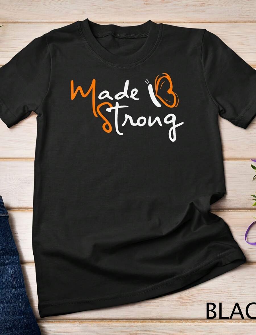 Multiple Sclerosis Awareness Orange Ribbon Butterfly Uni T-Shirt220G Heavyweight 100% Cotton T-Shirt. -Thicker, Softer, And Stronger T Your Average . This Heavyweight Essential Brings Pm Comfort And Rugged Performance Together. I For Layering, Lounging, Or Hitting The Streets In Style. Fade-Resistant And Pre-Sunk For A Reliable Fit Every Time. - 黑色 - 查看 1