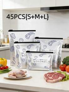 1/10/15/20/45Pcs Durable Antibacterial Foil Bags, Thick Aluminum Foil Food Pouches, Zipper Closure Food Bags, Reusable Fresh-Keeping Organizer, Practical Kitchen Supplies For Freezer Storage & Food Sorting - Multicolor - View 12