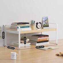 1pc Desktop Storage Rack, Single-Tier Small Bookshelf, Office Display Shelf, Desktop Storage Box, Bedroom/Dorm Accessory - White - View 7