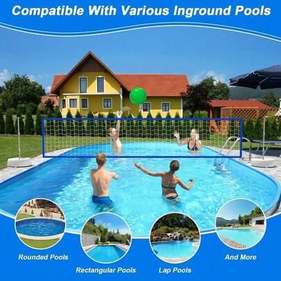 Portable Foldable Volleyball Net, Home Size Swimming Pool Volleyball Net - PE Structure, Sturdy And Stable Design, Indoor/Outdoor Standard Sports Volleyball Training Net With Carrying Bag, Suitable For Volleyball, Tennis, Badminton Etc., Easy To Set Up Without Power, Perfect For Swimming Pool, Yard, Lawn, Beach, Summer Camp And Outdoor Group Sports, Portable Water Volleyball Game, Family Sports Interaction, Team Competition, Party Supplies, Best Choice For Holiday Pool Party, Outdoor Swimming Pool Volleyball Net, Beach Volleyball, Swimming Pool Equipment
