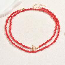 1 pieza Collar asimétrico de perlas estilo Barroco de moda para el verano, joyería para hombre - Blanco - Ver 4