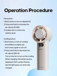 kinscoter 1个可充电3600mAh便携式迷你手持风扇，露营旅行必备，返校季空气冷却器，100档风速可调，个人迷你制冷可充电手持风扇 - 手持 - 查看 9