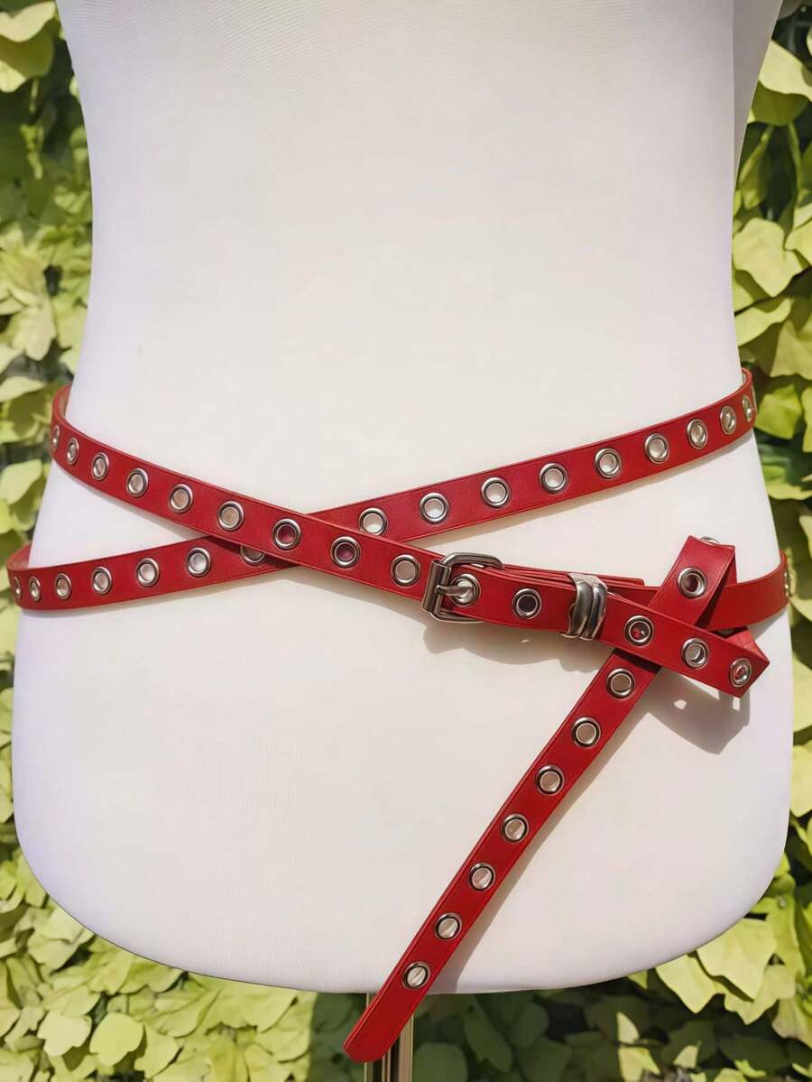 1件朋克风镂空腰带，百搭牛仔裤腰带，简约镂空装饰配饰，女士必备 - A - 查看 1