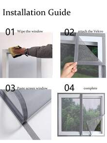 1pc Grey Zipper Mosquito Net Screen, Suitable For Kitchen & Living Room, Anti-Insect Mesh Net, Easy Peel And Stick Home Use - Grey - View 11