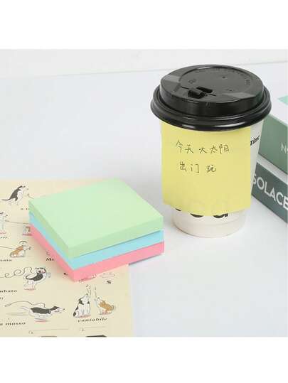 4 قطع من ملصقات الملاحظات اللاصقة ذات الألوان الهادئة، لوح ملاحظات لاصق، قرطاسية ملونة للطلاب، ورق لاصق قابل للكتابة لمخطط