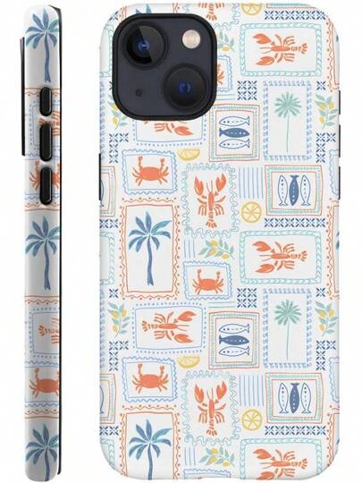Case For  14,Fits Frosted Case Design For Girl Wom,Coastal Fish Summer Cute Stamp.Holiday  Accessories.Phone Case, Suitable For 17 Pro Max/17 Air/ 16 Pro MAX/15 Pro Max/14 Pro/13 Pro/12/11, Personalized Phone Case For Men And Women, Middle Eastern Style