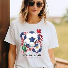 World Cup 2026 Graphic Tee, ComfortColors Soccer Fan Shirt S-4XL - White - View 1