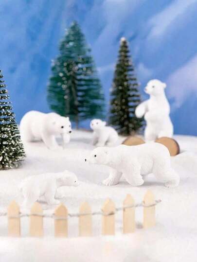 6 piezas/10 piezas Decoraciones mini de oso polar, esculturas pequeñas de oso polar, adornos para árbol de Navidad adecuados para escenas nevadas, decoración creativa de animales polares, decoraciones navideñas, exhibición interior/exterior