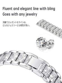 Huastonband 1件女款銀色金屬可調節錶帶，兼容 Ultra 3 SE S10 S9 S8 S7 S6 S5 S4 S3 S2 S1，提供 38mm、40mm、41mm、42mm、44mm、45mm、49mm、46mm 尺寸（不含手錶）。銀色珠寶金屬可調節女款錶帶 - 銀色 - 查看 7