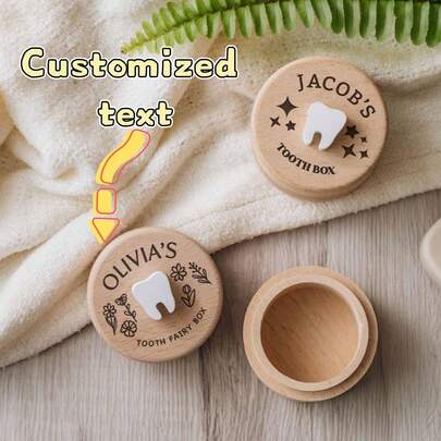 Caja personalizada para el Hada de los Dientes del bebé, caja de madera personalizada para guardar los dientes del bebé niña, caja de recuerdos grabada, regalo de 1er cumpleaños para niños pequeños