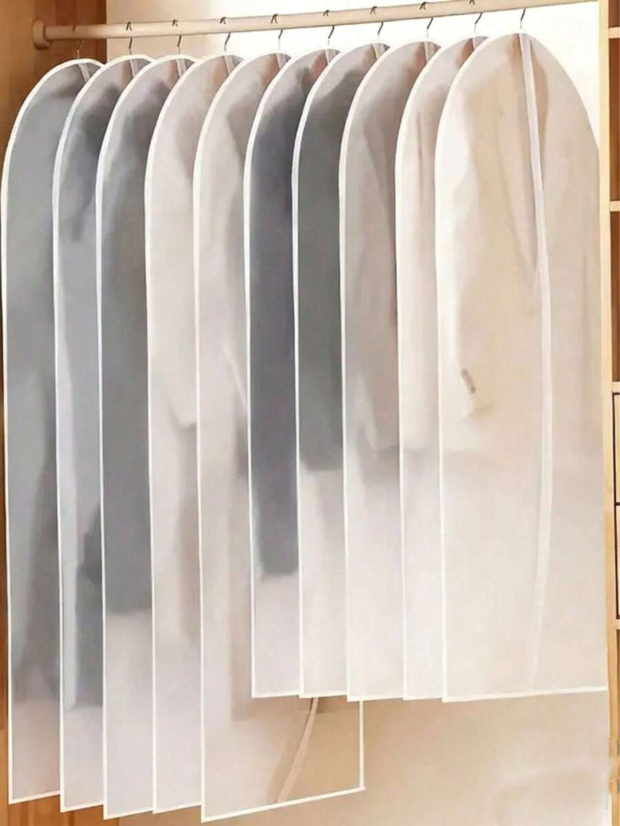 5件套透明衣物防尘罩，防尘袋，衣柜收纳袋 - 西装罩，衣物收纳袋，便携式旅行家用衣物袋，可水洗，适用于衣柜收纳，父亲节礼物，适用于衬衫、西装、连衣裙，优质服装防尘罩，透明拉链衣物罩，收纳整理器，旅行必备