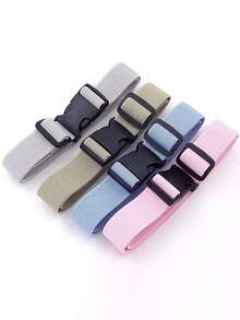 男女通用纯色弹力扣腰带，简约帆布学生腰带，多功能团队训练织带腰带 - 彩色 - 查看 4