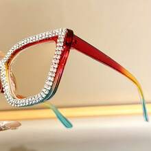 Fashion Large Frame Diamond-Studded High-End Cat Eye High-Strength PC Frame  Light Anti-Fatigue Reading Glasses, Suitable For Reading, Office, - C3 - View 2