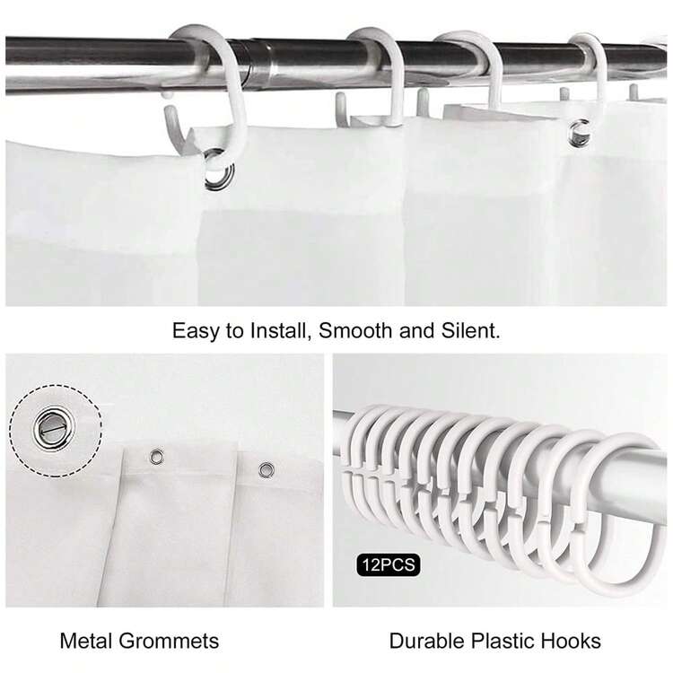 1pc White Dandelion Shower Curtain, Natural Wildflower Countryside Style Children'S Bathroom Curtain, Simple Style Of Plant Flowers For Teenagers And Adults, Suitable For Bathroom Bathtub Partition, Bathroom Accessories Bathroom Shower Curtain Decoration - Multicolor - View 5