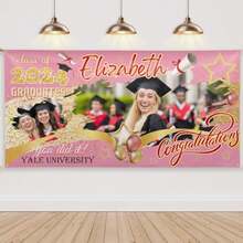 1pc Personalized Graduation Banner With Photo Name Class Of 2026 Custom Graduation Backdrop Congratulations Graduate Party Decorations Supplies Congrats Grad Banners Yard Sign Graduation Gifts - 顏色4 - 查看 2