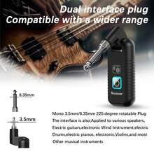 2.4GHz无线吉他系统，可充电无线音频系统，吉他发射器接收器，适用于电吉他、贝斯、电子乐器 - 黑色 - 查看 6