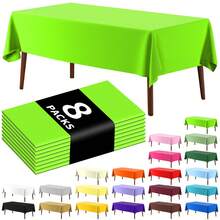 8 piezas Mantel desechable rectangular de unicolor, mantel de plástico PEVA impermeable y resistente al aceite para decoración de mesa de postres y fiestas - Multicolor - Ver 6
