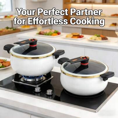 白色搪瓷铸铁锅，家用炖锅，汤锅，焖锅，适用于电磁炉和燃气灶