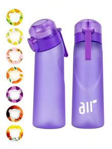 1pc Bottle With 1pc Random Flavor Pods Portable Transparent With Straw Leak Proof Suitable Outdoor Sports - 黑色 - 查看 7
