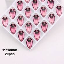 11*18mm, 20pcs/Pack, Flat Bottom Double Hole Exquisite Glass Rhinestones, Slim Teardrop Shape, For Sewing Wedding Dress, Handbag, Shoes Decoration, Jewelry Making Accessories - 11*18mm 20pcs - View 23