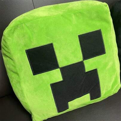  1pc Minecraft Plush Pillow, Creeper / Enderman Block Shaped, Soft Plush Material, Well-Padded, Home Sofa Cushion Bedside Pillow, Game IP Cute Appearance, Fans Exclusive Decorative Pillow