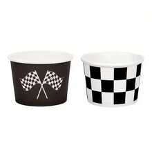 10个/20个/40个装黑白格子冰淇淋赛车主题派对冰淇淋杯、甜点杯、圣代杯、婚礼生日派对用品 - 查看 2