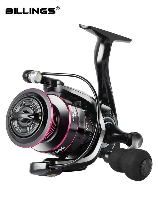 BILLINGS 纺车轮，淡水和海水两用纺车轮，最大拖拽力26磅，齿轮比5.2:1，带金属摇臂和金属线杯