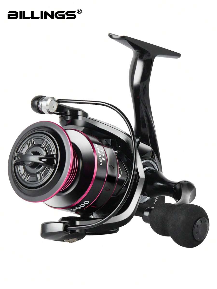 BILLINGS 纺车轮，淡水和海水两用纺车轮，最大拖拽力26磅，齿轮比5.2:1，带金属摇臂和金属线杯