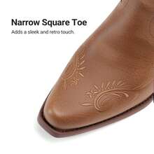 Womens Cowboy Boots Knee High Western Retro Embroidered Cowgirl Boots Comfortable Square Toe Tall Boots - màu nâu - Xem 9