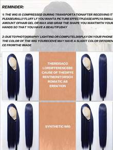 Dark Blue Long Silky Straight Wig 13x4 Synthetic Lace Front Wigs For Women Natural Hairline Cosplay Wigs Daily Wear - Multicolor - View 12