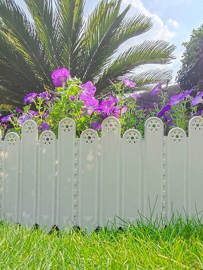10 Pack Garden Edging Borders, Plastic Landscape Fencing, Total 6.5ft Interlocking Decorative Garden Border, Terrace Fence For Lawn Edge, Flower Bed, Patio Walkway & DIY Yard Decoration