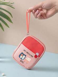 Portable Medical Bag With "My Medicine Bag" And Pill Pattern, Compact First Aid Kit, Portable Storage Pouch For Camping - Multicolor - View 4