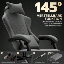 Gaming Chair, Fabric Office Chair, Gaming Chair With Massage Headrest, Ergonomic Racing Gaming Chair With Footrest (Light Grey) - Light Grey - View 8