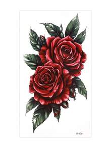 1pc Waterproof Long-Lasting Rose Flower Temporary Tattoo Sleeve, Suitable For Women's Party, Festival, Wedding, Casual Wear, Sweat-Resistant - Multicolor - View 16