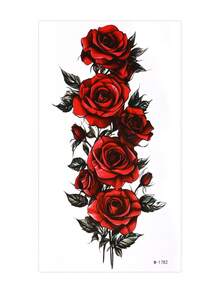 1pc Waterproof Long-Lasting Rose Flower Temporary Tattoo Sleeve, Suitable For Women's Party, Festival, Wedding, Casual Wear, Sweat-Resistant - Multicolor - View 15