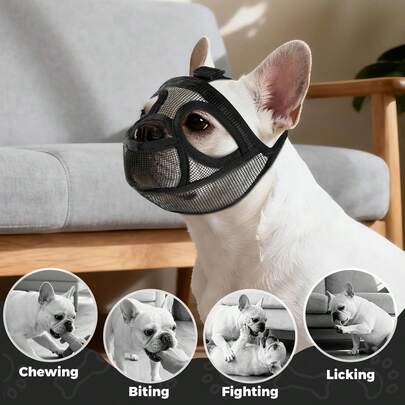 1pc Anti-Bite Anti-Chew Muzzle For Bulldog, Allows Tongue Movement, Pet Dog Face Mask Accessories
