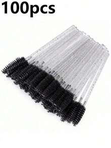 100 piezas/Set Varitas desechables para máscara, cepillos espirales y cepillos para pestañas, adecuados para extensiones de cejas/pestañas (Negro) - Multicolor - Ver 10