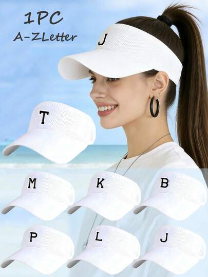 1pc Fashionable & Elegant Women's Summer Outdoor Sports Mesh Sun Hat With 26 Letters, Foldable & Portable Beach Hat, Suitable For Swimming, Baseball, Tennis, Golf And Other Outdoor Sports, UV Protection
