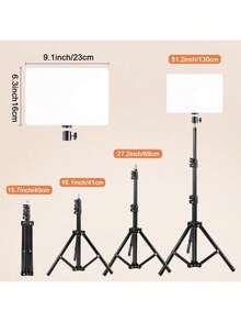 UEGOGO Đèn LED vuông phẳng 10 inch có chân máy có thể điều chỉnh (110cm) và kính chắn gió, được trang bị Gimbal màu đen, được sử dụng cho đèn chiếu sáng chuyên nghiệp, tiệc tùng, lễ kỷ niệm Đèn LED có chân máy linh hoạt và giá đỡ điện thoại để chụp ảnh tự sướng Quay video Zoom Họp - màu đen - Xem 2