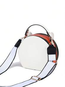 1pc Girls Cute Cat Round Handbag, Girly Crossbody Bag, Fashionable Wide Strap, Ideal Gift Choice - Beige - View 5