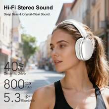 SUNJOM Wireless Bluetooth Over Ear Headphones Up To 28H Battery Life Headset With Microphone Gym Overhead Headphones Compatible With IOS & Android Mobile Phones,Computers,Laptop(Silver) - Silver - View 6