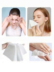 100/50/30/20/10 piezas Toallitas faciales desechables y comprimidas, empaquetadas individualmente en embalaje transparente, toallitas limpiadoras portátiles para viajes - Blanco - Ver 2