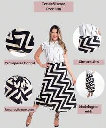 Women's Casual Black Long Skirt With Asymmetrical Hem And Side Slit In Non-Stretch Fabric - 黑色 - 查看 6