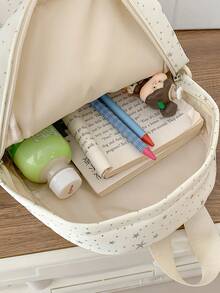 1pc Multi-Functional Mini Student Backpack - Cute Striped Texture Commuter Bag With Multiple Pockets And Comfortable Shoulder Straps - Multicolor - View 9