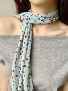 French Casual Style Long Scarf, High-End Coffee Color Polka Dot Pattern, Versatile Thin Ladies Accessory In Korean Style - Multicolor - View 5