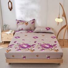 3Pcs 3D Printed Bedding Set, Includes Fitted Sheet & Pillowcase (No Filling), 100% Polyester Fabric, Washable, Modern Minimalist Home Bedding - Mina - View 14